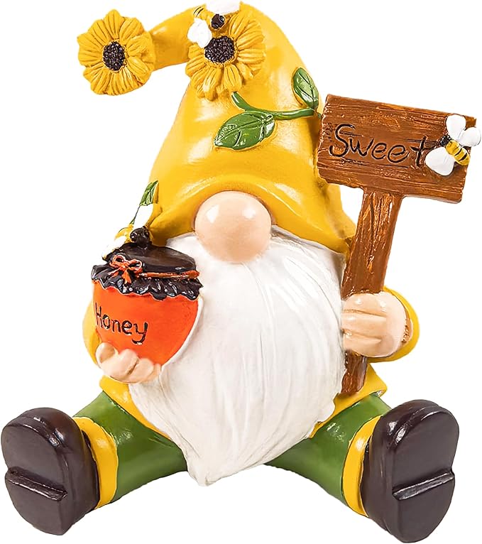 Sunflower Spring Gnome Decorations Honey Bee Gnomes Ornaments World Bees Day Decoration Gifts Summer Figurines for Garden Decor Birthday Gift for Mom, Grandma, Women