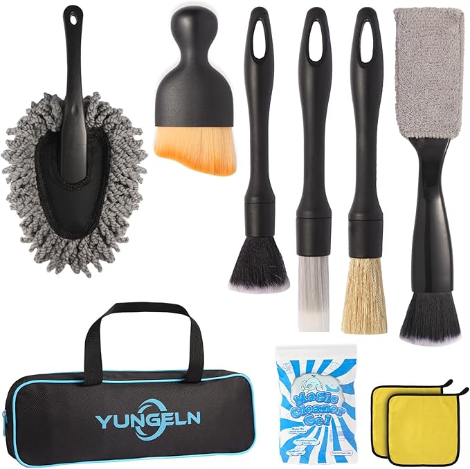 Car Detailing Brush Kit with Detail Brushes,Car Interior Detailing Brushe,Car Dust Brush,Cleaning Gel,Car Interior Cleaning Tool for Truck, SUV, Interior Car Accessories