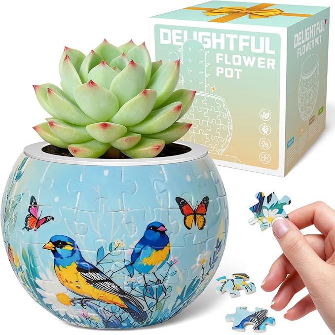3D Puzzles Flower Pots, Puzzles for Adults and Kids,Small,Cactus Decor,Succulent Planters Pots for Indoor,Plant Gifts for Plant Lovers Creative Gifts(red-5)