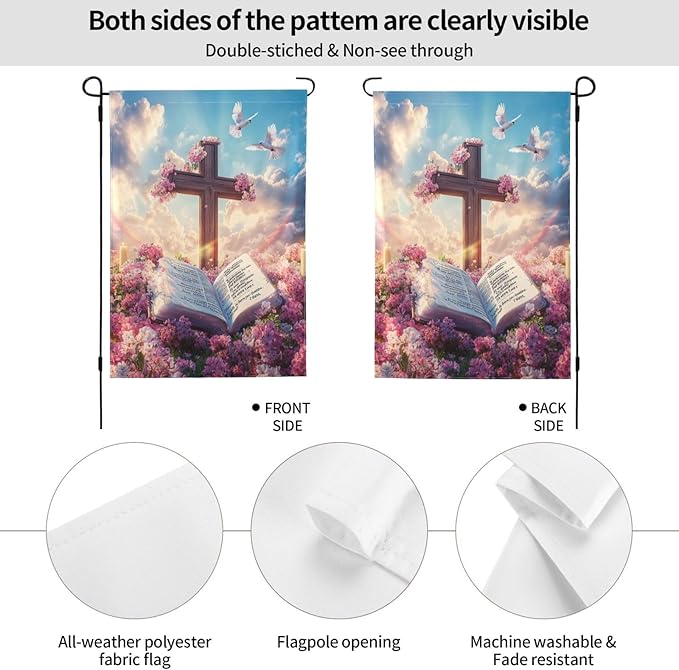 Easter Book Garden Flag 12x18 Inch Double Sided All-Weather Polyester Outdoor Flag For Patio Lawn Yard And Garden Welcome Decor