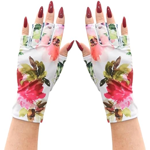ManiGlovz Women's UV Protection Nail Gloves, Haute Hibiscus, One Size