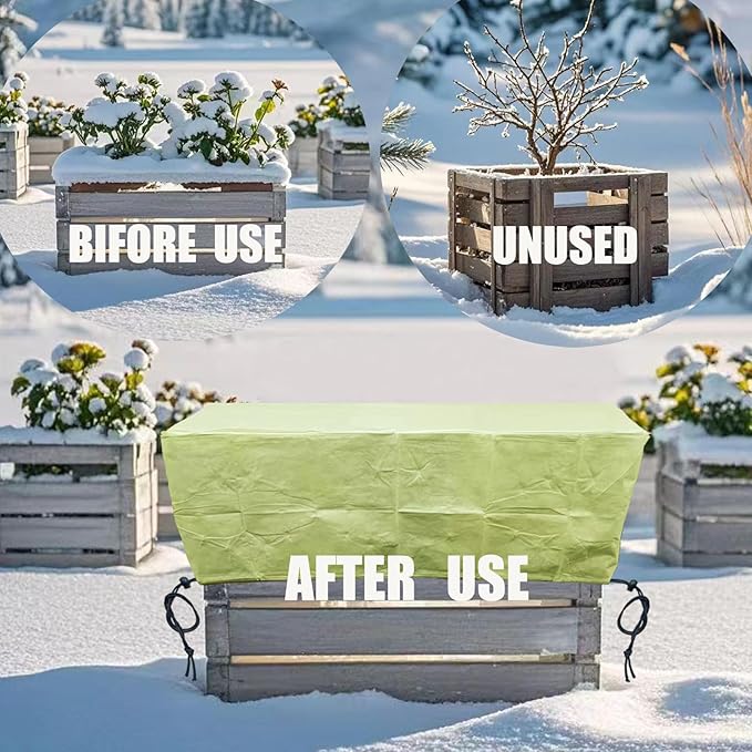EJW Planter Cover, Plant Covers Freeze Protection,2 Pack 39.5"*17.7"x15.7" Planter Covers for Winter, Frost Cloths for Outdoor Plants, Raised Bed Covers for Winter.