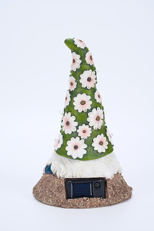 Garden Gnome Solar Light Outdoor Statue, Decorative Lawn Ornament for Patio, Balcony, Yard, Housewarming Gift