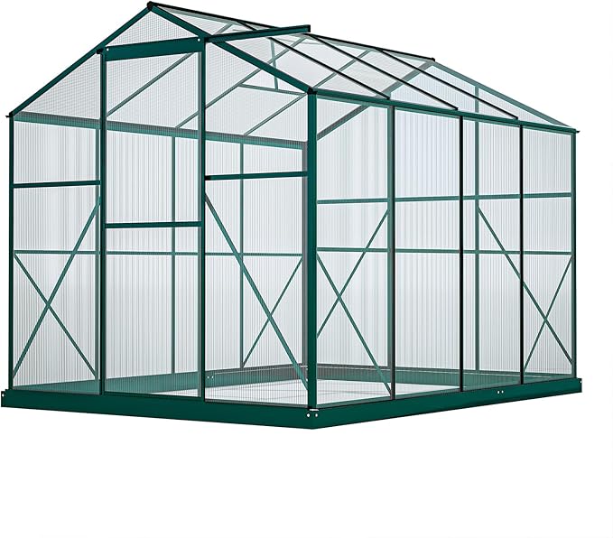 6x8 Ft Greenhouses for Outdoors, UV-Coated Polycarbonate Panels and Aluminium Green Houses for Outside, Outdoor Greenhouse with Roof Vent, Invernaderos para Plantas Exterior, Walk-in Greenhouse Kit