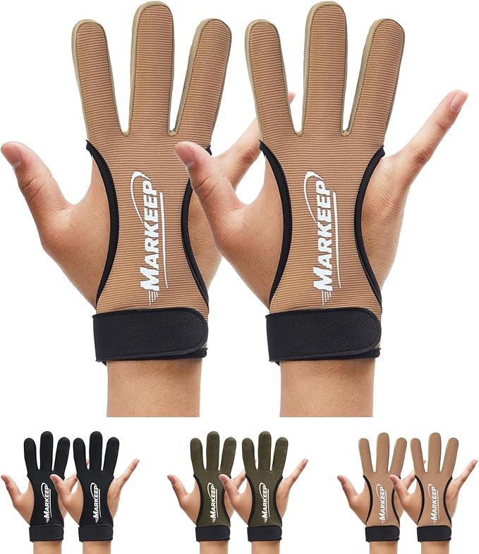 Archery Gloves 2 Pack Shooting Hunting Leather Guard 3-Finger Guard for Youth Adult Man Woman and Beginner Recurve Arrow Bow Archery Protective Gear Accessories