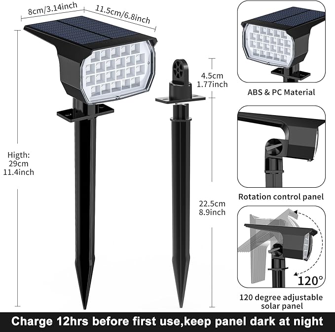 WENATY Solar Spot Lights Outdoor Color Changing, [7 Mode/12 Pack] Christmas Landscape Spotlights, Solar Light Outdoor Waterproof, Led Powered Flood Light for Outside Pathway Yard Garden Tree Halloween