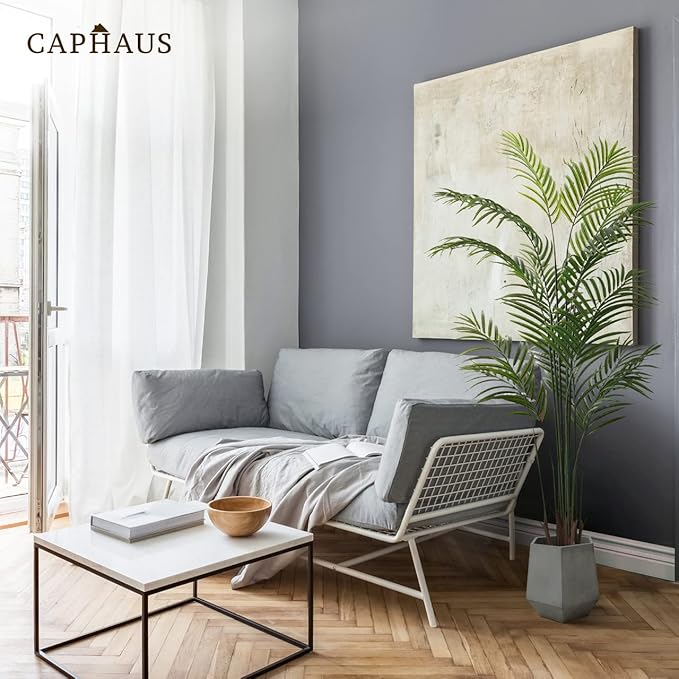 CAPHAUS 6FT Artificial Palm Tree Potted, Realistic Fake Palm Plant for Indoor & Outdoor, UV Resistant Low Maintenance Faux Tree for Home Office, Living Room, Covered Patio Decor