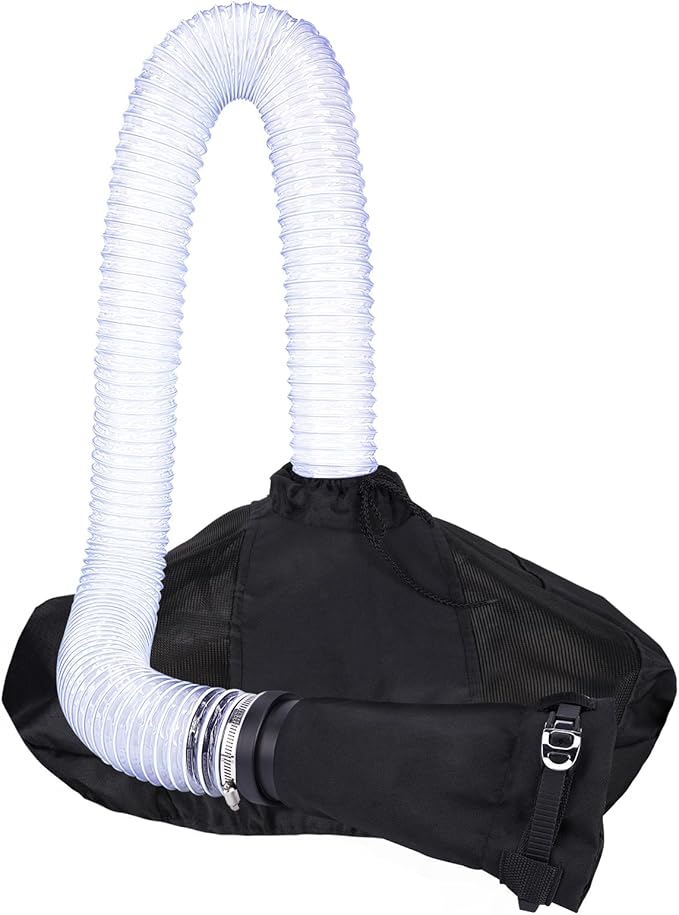 Universal Leaf Collection System for Leaf Blowers & Vacuums, Fits Up to 5” Diameter, Transparent Observation Tubes, Adjustable Mesh Cover for 32–96 Gal Bins