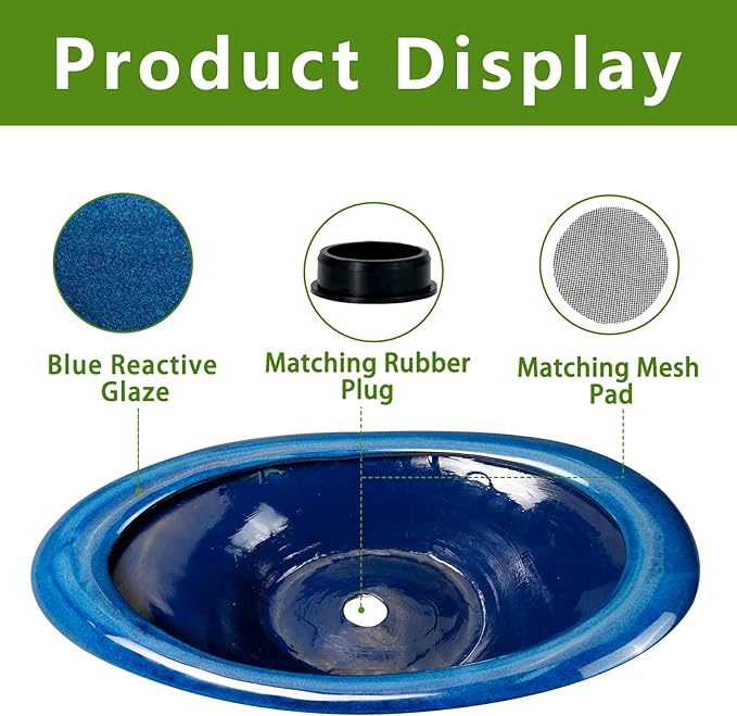 Teagas Bonsai Tree Pot 18 Inch - Ceramic Succulent Pots Large Bonsai Planter for Indoor Outdoor Plants Decorative Plant Pot with Drainage Hole Flower Pot for Home Garden Room Decor Blue