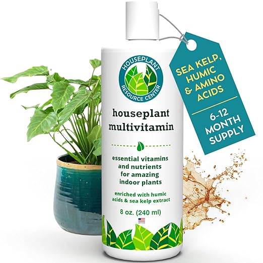 Micronutrient, Sea Kelp & Humic Acid Booster for Houseplants (Pairs with Fertilizer) – Houseplant Multivitamin | Leaf & Root Growth Supplement | 8oz