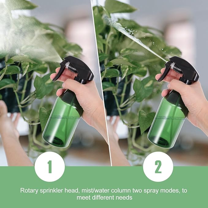 2Pcs 300Ml Spray Bottles Plant Watering and Beauty Sprayers Refillable Mist for Hair Care and Home Gardening