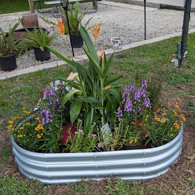 4x2x1 ft Galvanized Raised Garden Bed Outdoor, 1-Pack 12" Tall Metal Planter Boxes for Planting Vegetables, Flowers, Herbs, Tomato - Corrugated Rust-Resistant Elevated Garden Beds Kit, Silver