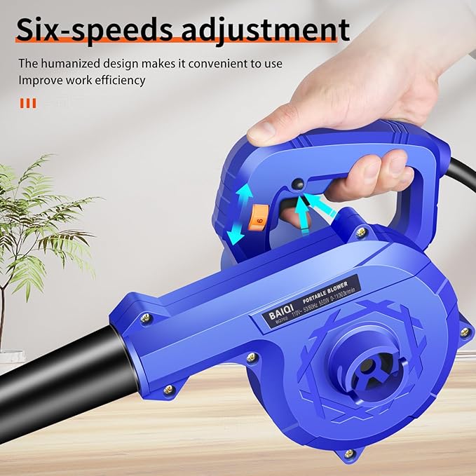 Corded Electric Blower, Portable and Lightweight Handheld Vaccum/Blowing,110V 580W,2 in 1 Blow and Suction for Leaf,Dust,Snow,Sweep