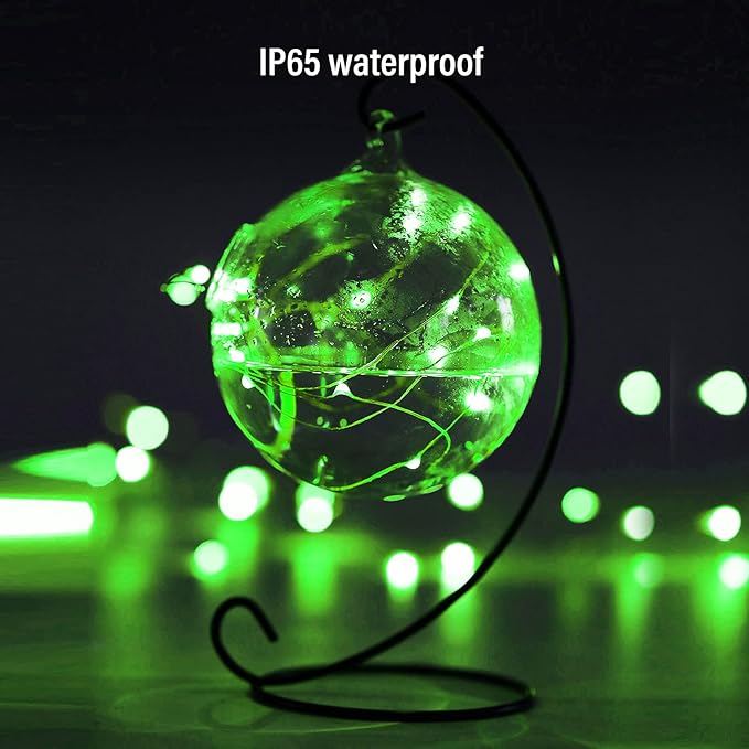 Mini St. Patrick's Day Fairy Lights Battery Operate, 1 Pack Copper Wire 3*AAA Battery Powered Led Starry Fairy String Lights for Bedroom, Christmas, Party, Wedding, Decoration(5m/16ft Green)