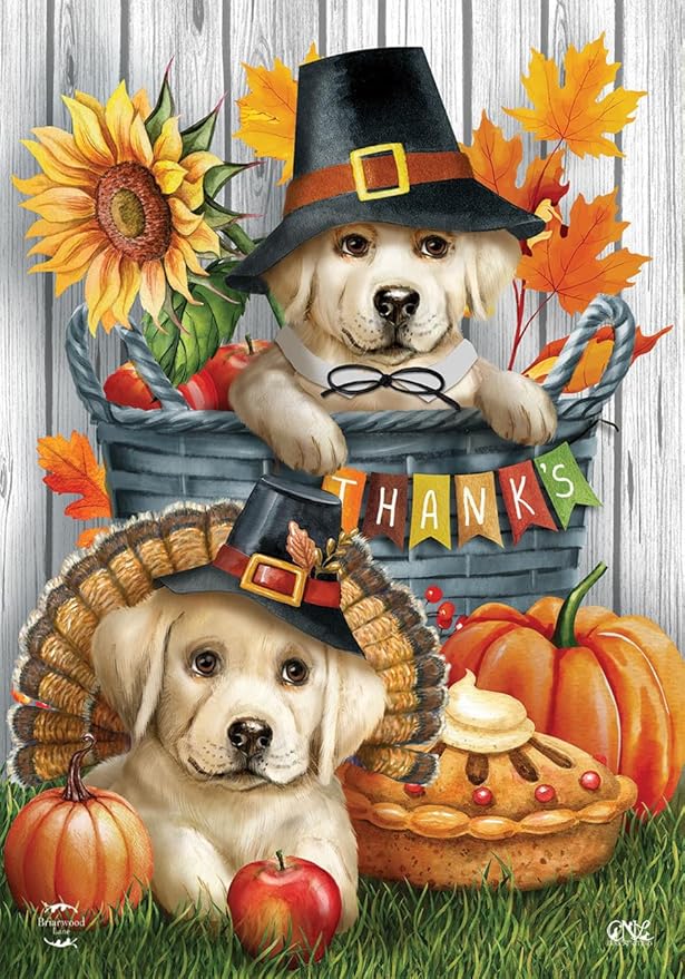 Pilgrim Puppies Garden Flag 12" x 18" Briarwood Lane
