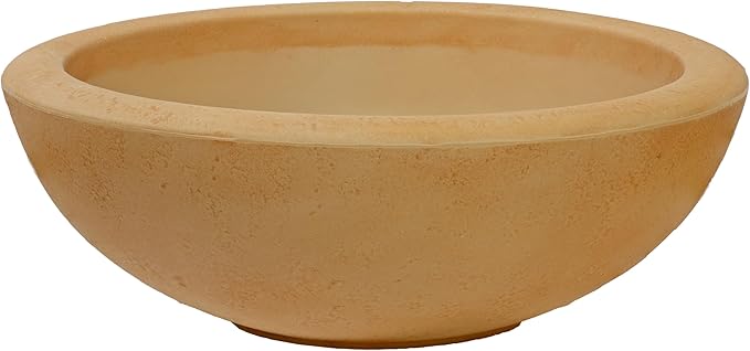 Sunnydaze Percival 20.75" Shallow Outdoor Planter Bowl for Flowers and Succulents - Polyresin Double-Walled Design - Sand - Set of 2