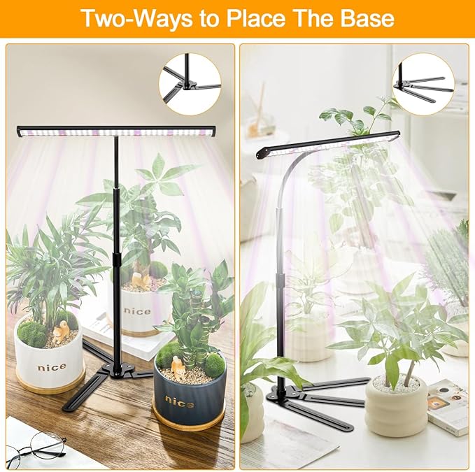 Super Bright Grow Light for Indoor Plants, 6000K 108LEDs Full Spectrum Gooseneck Plant Lamp with Timer 4/8/12 Hrs, 12V/3A High Power Adjustable Height 12-16” for Home Office Desk Plants