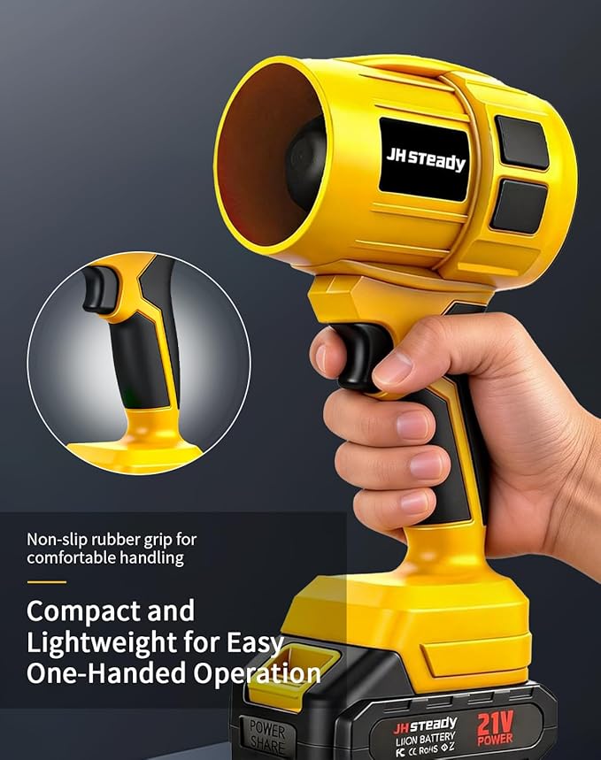 21V Cordless Handheld Leaf Blower - Variable Speed, 30000RPM Powerful Handheld Blower with Rechargeable Battery, Protective Gear for Home, Backyard, Driveway & Snow Removal