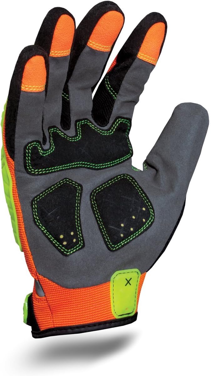 Ironclad EXO Motor Impact Glove; Work Gloves, TPR Impact Protection, (1 Pair), EXO2-HZI-02-S, Hi-viz Yellow & Orange