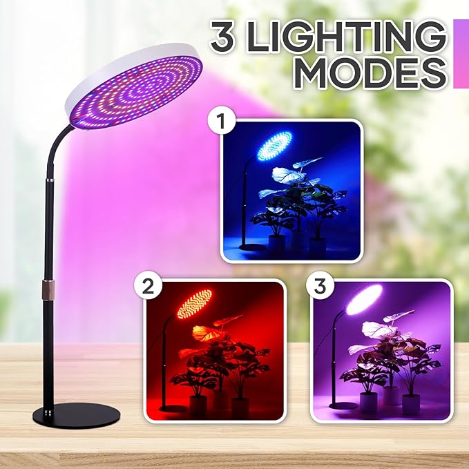 IAFENGE Desk Grow Light, 288 LEDs Red Blue White Full Spectrum Plant Light for Indoor Plants,3490 Lumen Indoor Grow Lamp,3 Modes for Plants Greenhouse Veg Bloom Light