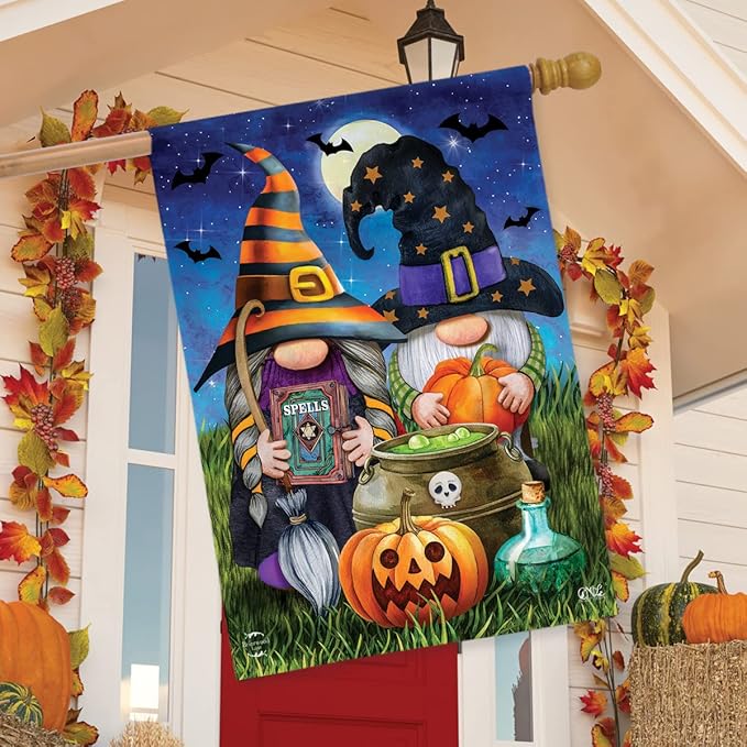Halloween Gnomes House Flag Humor Spooky 28" x 40" Briarwood Lane