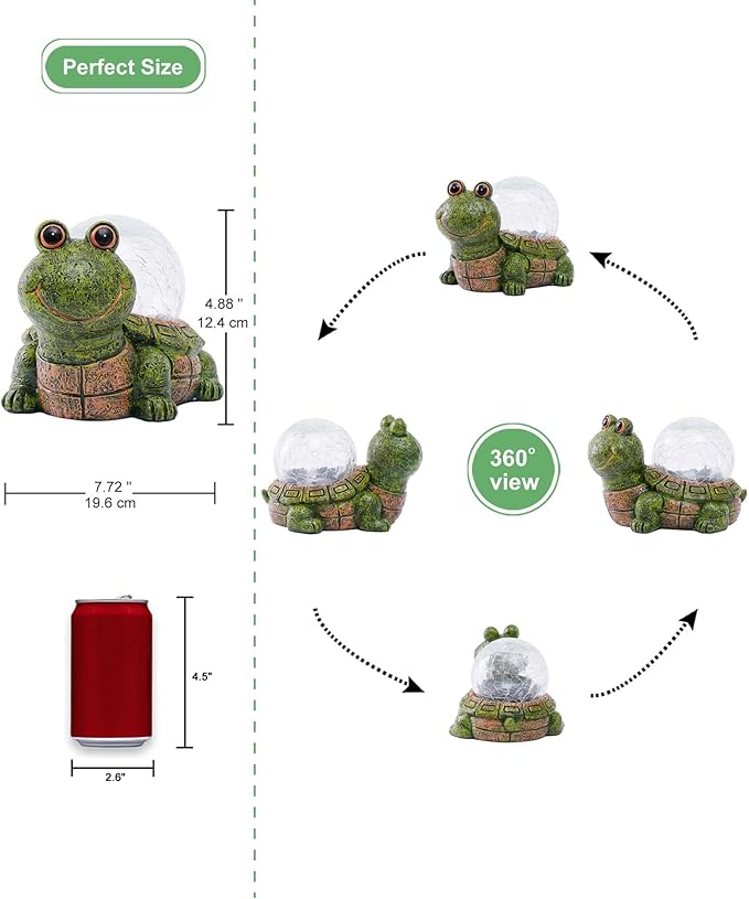 Qeeman Turtle Outdoor Garden Statues: Lawn Ornaments for Outside Yard Patio Balcony Landscaping Figurine Decor - Birthday Gifts for Mom Grandma Women Dad Lover Sister