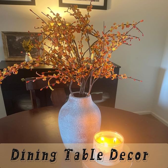 5 Pcs 29.5" Long Fake Fall Flowers Burnt Orange Jasmine Fall Floral Stems for Wedding Bouquets Dried Autumn Orange Fake Flowers for Vases Home Parties