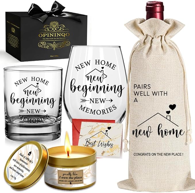 House Warming Gifts New Home 2026 - New Home Wine Glass Housewarming Gifts for New House - Unique Housewarming Presents for Women, Couple, Friends, Homeowner, Coworkers, Relative, Neighbors