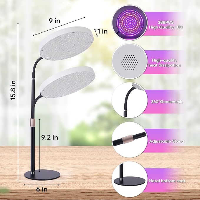 IAFENGE Desk Grow Light, 288 LEDs Red Blue White Full Spectrum Plant Light for Indoor Plants,3490 Lumen Indoor Grow Lamp,3 Modes for Plants Greenhouse Veg Bloom Light