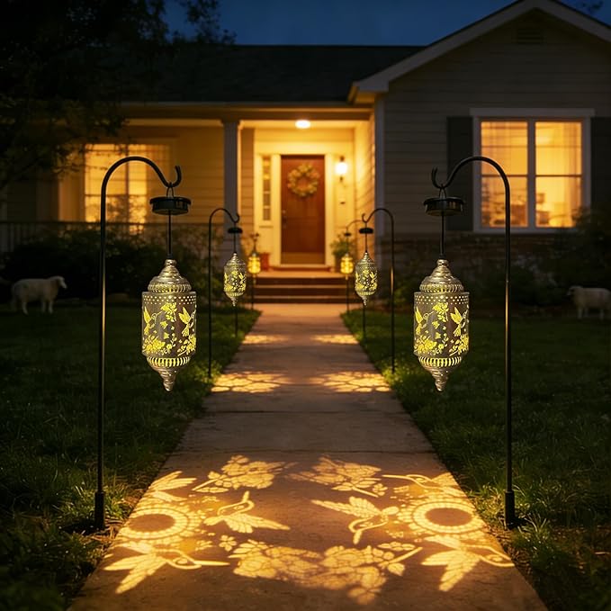 Hummingbird Solar Lantern Outdoor Garden Decor (2 Pack) Solar Lights Outdoor Waterproof, Hanging Lanterns Outdoor for Patio Pathway Yard Porch Backyard Gardening Gifts for Women Mom Grandma.