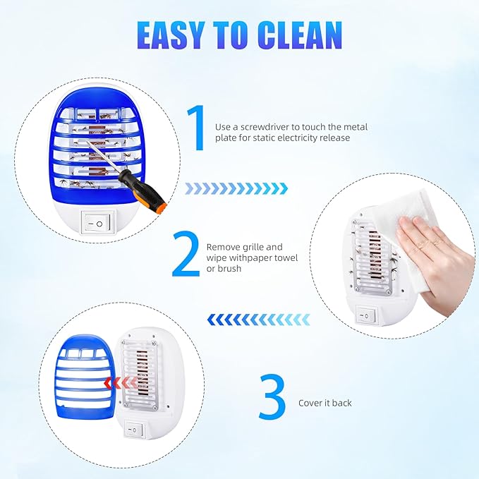 6 Pack Plug in Bug Zapper, Electronic Mosquito Zappers Indoor Bug Zapper Plug in for Flying Insect Automatic Mosquito Trap with Led Light for Patio, Bedroom, Kitchen, Office
