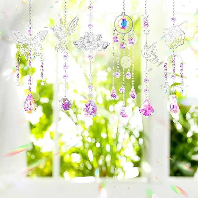 HAPGFS DIY Suncatcher Kit, 411pcs Art and Crafts Rainbow Maker for Adults Sun Catchers Making Supplies Hanging Prism Sun Catcher with Crystals Indoor Outdoor Garden Party Decor Silver