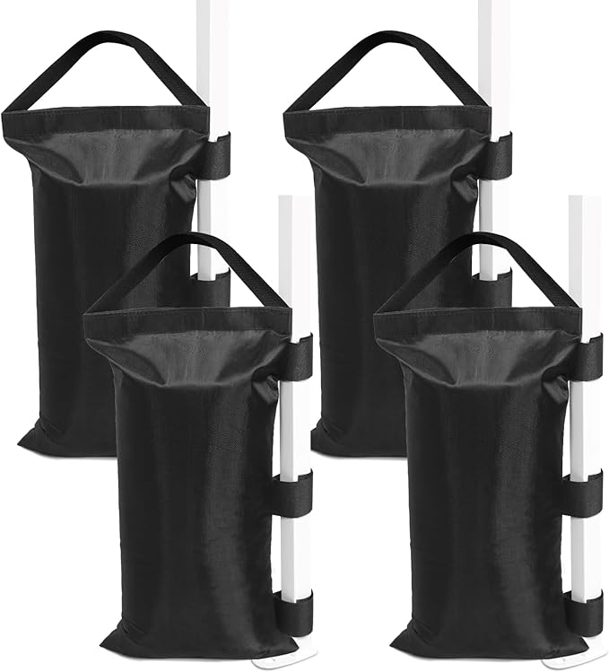 EAGLE PEAK Heavy-Duty Instant Canopy Sand Bags, 4-Pack, Weight Bags Anchor kit for Pop-up Tent Gazebo, Black (Without Sand)
