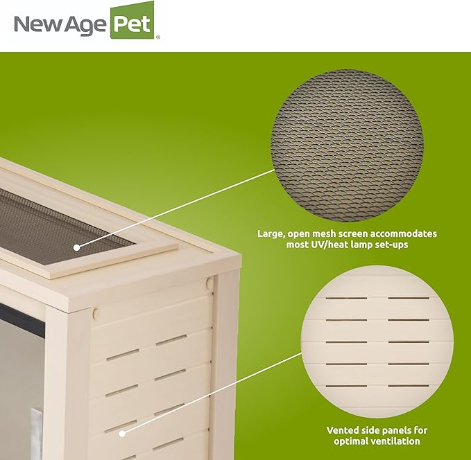 New Age Pet ECOFLEX 36" Wide Medium Reptile Habitat, Mojave Lounge for Snakes, Tortoises & Lizards in Maple, Black & Grey, Easy Assembly, Sliding Glass Doors & Mesh Top
