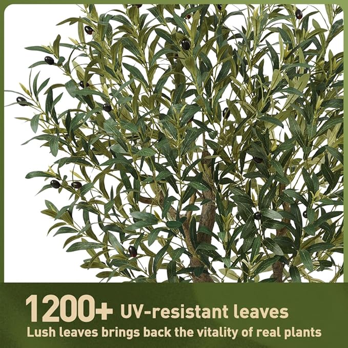 VeriNatural Artificial Olive Tree 5ft, Tall Fake Tree for Indoor & Outdoor Decor with Black Pot & Pebbles, UV Resistant Silk Leaves, Realistic Faux Potted Plant for Living Room,Office,Home Decor,VN137