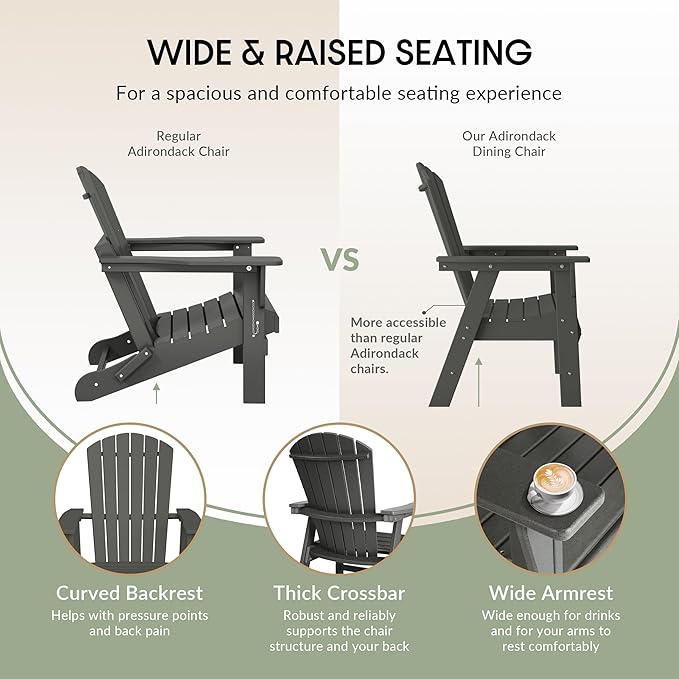 WestinTrends Dylan Dylan Outdoor Patio Shell-Back Adirondack Dining Chair Weather Resistant Gray