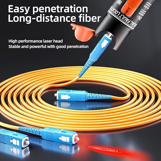 Visual Fault Locator,10-20KM Fiber Optic Cable Tester Meter, VFL Red Light Pen Light Source Testers(Black)