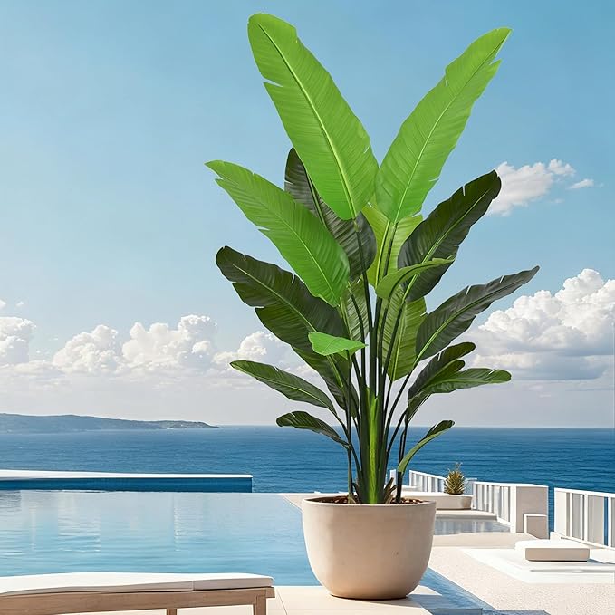 Bird of Paradise Plant Artificial 6FT - Tall Faux Plants Indoor with 13 Lifelike Leaves Trunks, 72" Large Fake Tropical Floor Plant for Home Office Living Room Bedroom Indoor Decor
