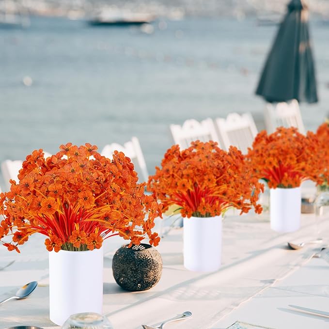 JEMONG 20 Bundles Artificial Fall Flowers No Fade Faux Autumn Plants Fake Flowers No Fade Faux Plastic Plants Thanksgiving Harvest Decoration (Fall Red)