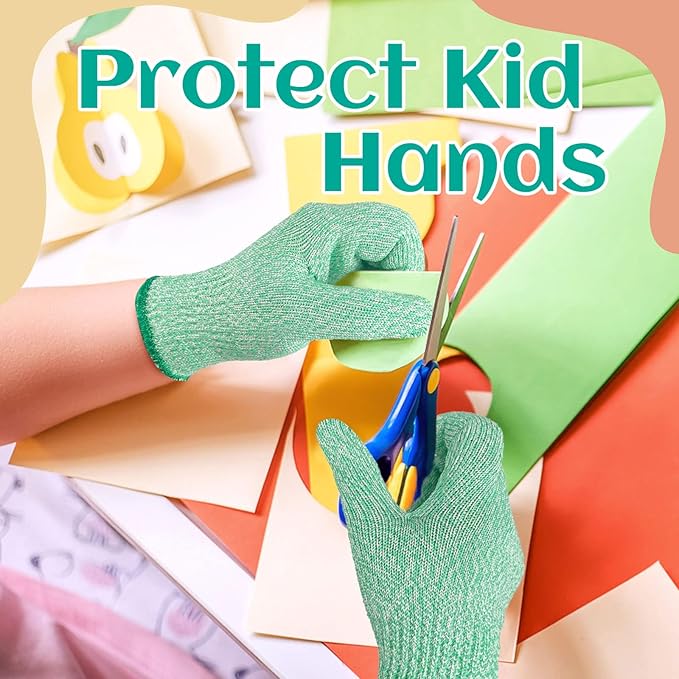 Evridwear Cut Resistant Gloves for Kids 7-9 Years, Level 5 Protection Cutting Gloves Food Grade for Cooking, Whittling, Wood Carving, Gardening and DIY