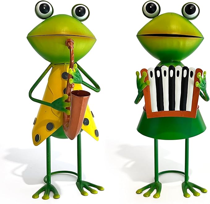 HONGLAND Metal Frog Garden Decor - Metal Frog Outdoor Statue -Funny Garden Frog Decorations - 3D Frog Figurine - Holiday Housewarming Gifts for Women Lawn Patio Yard Garden Decor