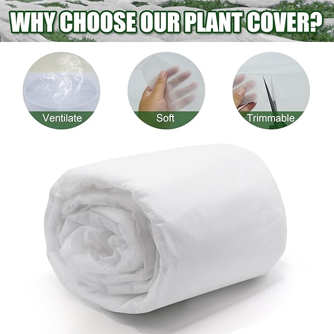 eisoco Plant Covers Freeze Protection, 10x33FT 0.9oz/yd² Winter Floating Row Covers, Frost Cloth Blanket Shade Cloth Garden Fabric Plant Cover for Raised Beds Vegetables Insect Winter Frost