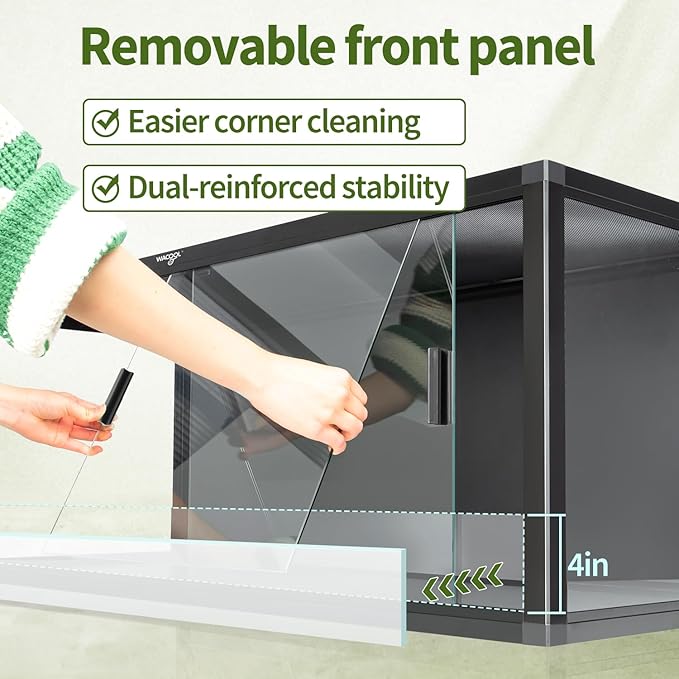 Wacool Terra 68 Gallon Reptile Tank, Large Terrarium for Bearded Dragons, Snakes, Leopard Geckos, Sliding Door & Top Ventilation, 48" x 18" x 18" Easy-to-Maintain Reptile Enclosure
