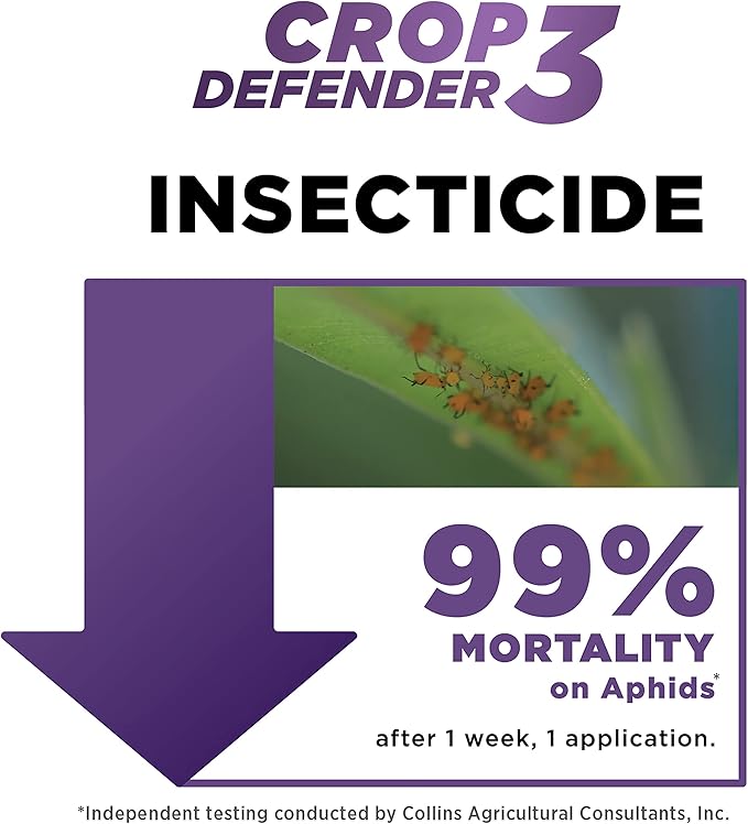 Grower's Ally Crop Defender 3 Concentrate - Natural Miticide, Insecticide, Fungicide Control for Plants - OMRI Listed Garden Safe Spray Killer for Powdery Mildew & Mites - 1 Quart, Makes 100 Gallons
