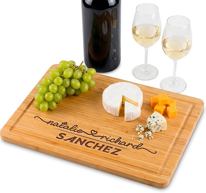 Personalized Cutting Board for Couples, Custom Wood Chopping Boards for the Kitchen, Birthday, Housewarming, Wedding, Anniversary, Bridal Shower, Engagement and Valentine, Meaningful Gift