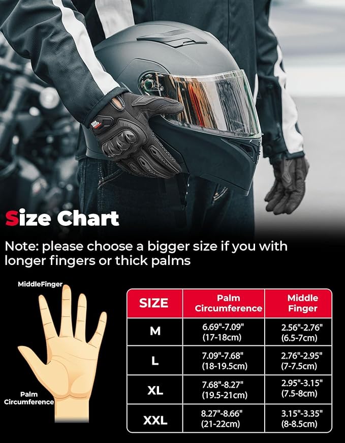 KEMIMOTO Motorcycle Gloves for Men/Women, Touchscreen Dirt Bike Gloves with Shell, Anti-Slip for Motorbike, Riding, Racing, Cycling, Dirt Bike, ATV, UTV, Motocross, BMX, Hiking