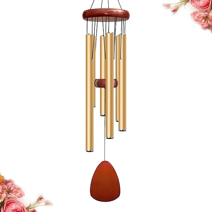 Bursvik 28" Wind Chime for Mothers Day, Decorative Wind Chimes for Outside, Memorial Windchimes Remembrance Gift for Women Mom Grandma, Metal Wind Chimes Outdoor Decor for Garden Patio Zen(Gold)