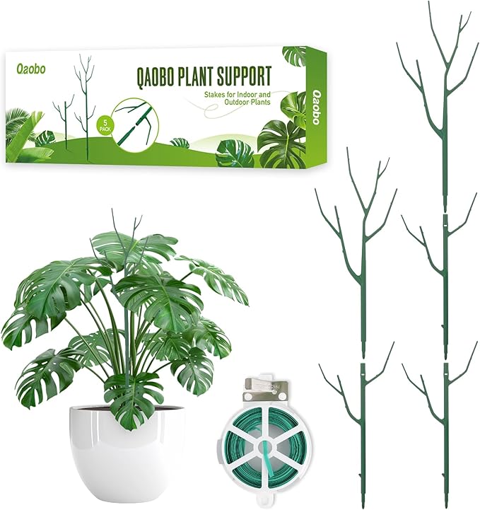 Qaobo 5 Pack Stackable Plant Support Stakes, Climbing Plant Support Structures for Monstera, Pothos, Philodendron Garden Plant Stakes for Indoor Outdoor Plants