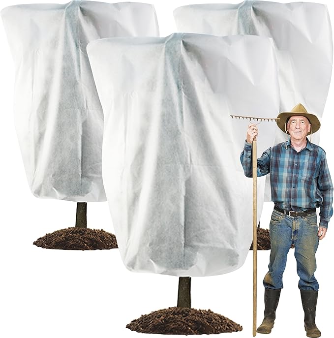 Cthenqeeu 3 Pack H84 x W72 Plant Covers Freeze Protection - Shrub Cover, Winter Tree Cover with Drawstring for Season Extension & Frost Protection, White