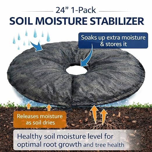 SteadySpring® 24" Smart 30+Day Tree Watering Mat - AUTO Refills with RAIN and Slow Releases As Plant Needs - for Root Balls 11" - 15" Dia Slow Release Technology Prevents Over and Under Watering (2)